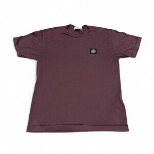 Stone Island Compass Patch Short Sleeve T-Shirt Burgundy – Made in Turkey – Size